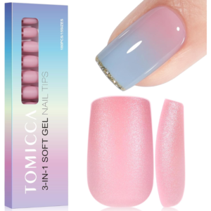 Tomicca żelowe tipsy pełne krycie trumienka 180 sztuk 15 rozmiarów