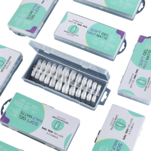 Tomicca żelowe tipsy migdałki krótkie półmatowe 240 szt 10 rozmiarów