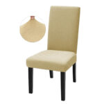 Pokrowce elastyczne na krzesła beżowe geometryczne 4 szt uniwersalne