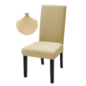 Pokrowce elastyczne na krzesła beżowe geometryczne 4 szt uniwersalne