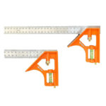 Kątowniki z poziomicą 15 cm + 30 cm Zestaw linijek kątowych 45° 90°