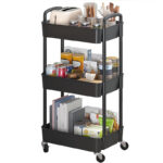 Wózek kuchenny 3-poziomowy na kółkach organizer czarny