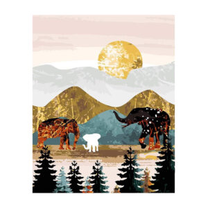 Zestaw do malowania akwarelowego po numerach rodzina słoni