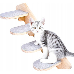 Schody ścienne dla kota Drewniane Stopnie 37x8x13 cm