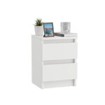 Szafka nocna biała drewniana 2 szuflady