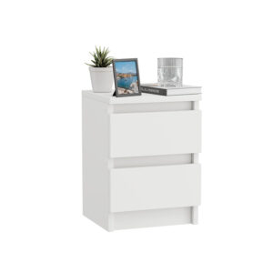 Szafka nocna biała drewniana 2 szuflady