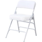 Krzesło składane metalowe białe z miękką poduszką