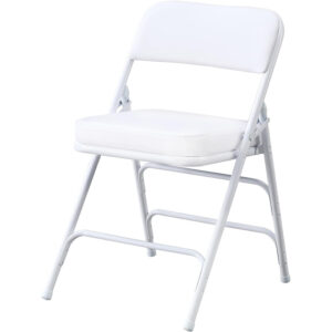 Krzesło składane metalowe białe z miękką poduszką