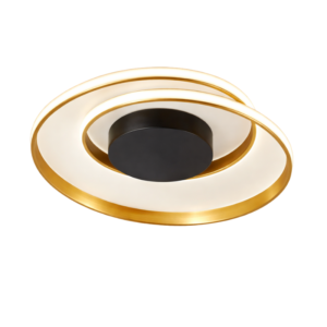 Złota lampa sufitowa LED okrągła premium 47W pilot ściemniana