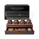 Pudełko na zegarki drewniane orzech włoski z szufladą eleganckie