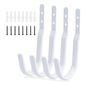 Antypoślizgowe wytrzymałe haki ścienne metalowe 4 szt w kształcie J + kołki