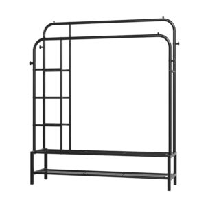 Wieszak stojący metalowy z półkami