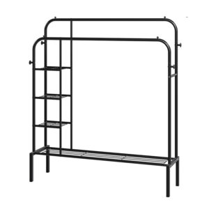 Wieszak stojący metalowy z półkami do ubrań 158x126x33,5 cm