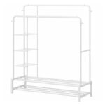 Wieszak stojący metalowy biały z półkami 170x120x52 cm