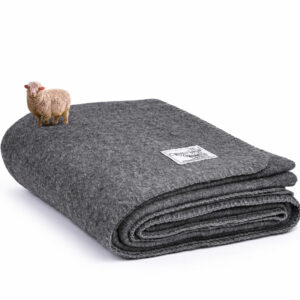 Koc z wełny merino 167×230 cm szary ciepły outdoor i dom