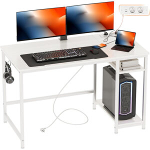 Biurko białe z listwą zasilającą 120×50 cm