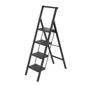 Drabina składana 4-stopniowa metalowa czarna