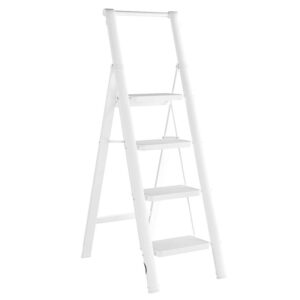Drabina składana 4-stopniowa metalowa biała