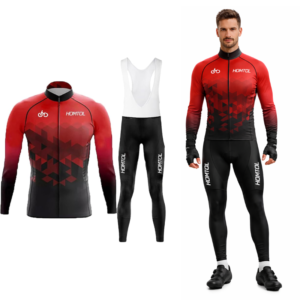 Strój rowerowy męski komplet kolarski długi HOMTOL 4XL czerwony