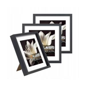 Walasis Rama 20x20 Czarna Kwadratowa z Passe Partout 3 szt