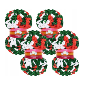 Kolorowa gruba włóczka szenilowa na palce 4x100g świąteczna rękodzieło