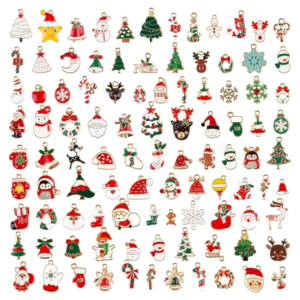 Zestaw METALOWYCH zawieszek świątecznych 100 sztuk emaliowane