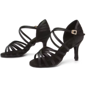 Buty taneczne damskie czarne satynowe 8 cm rozmiar 37
