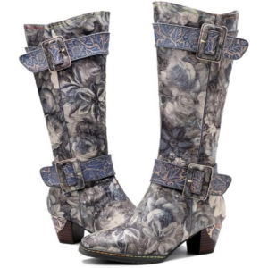 Kozaki damskie do kolana kwiatowe patchwork EU 39