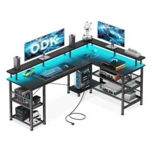 Biurko Gamingowe Narożne 168x120 cm Czarne z Półkami