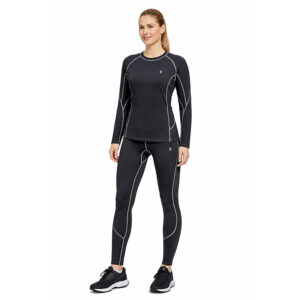 Komplet sportowy termiczny damski czarny bezszwowy M