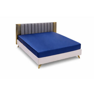 Prześcieradło satynowe 200x200 z gumką granatowe