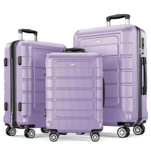 Zestaw walizek podróżnych 3 sztuki M L XL fioletowe na kółkach