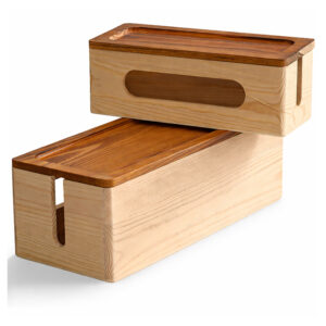 Zestaw dwóch drewnianych pudełek na kable organizer