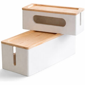 Zestaw dwóch pudełek na kable białe drewniane