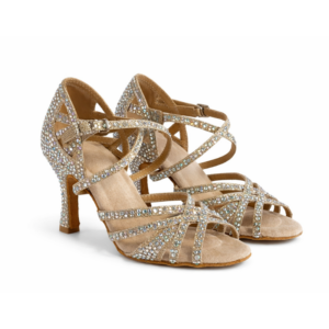 Złote buty taneczne damskie 35 (22 cm) kryształki szpilka 8,5 cm