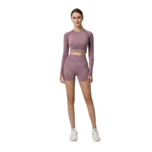 Komplet sportowy damski S spodenki + bluzka fioletowy